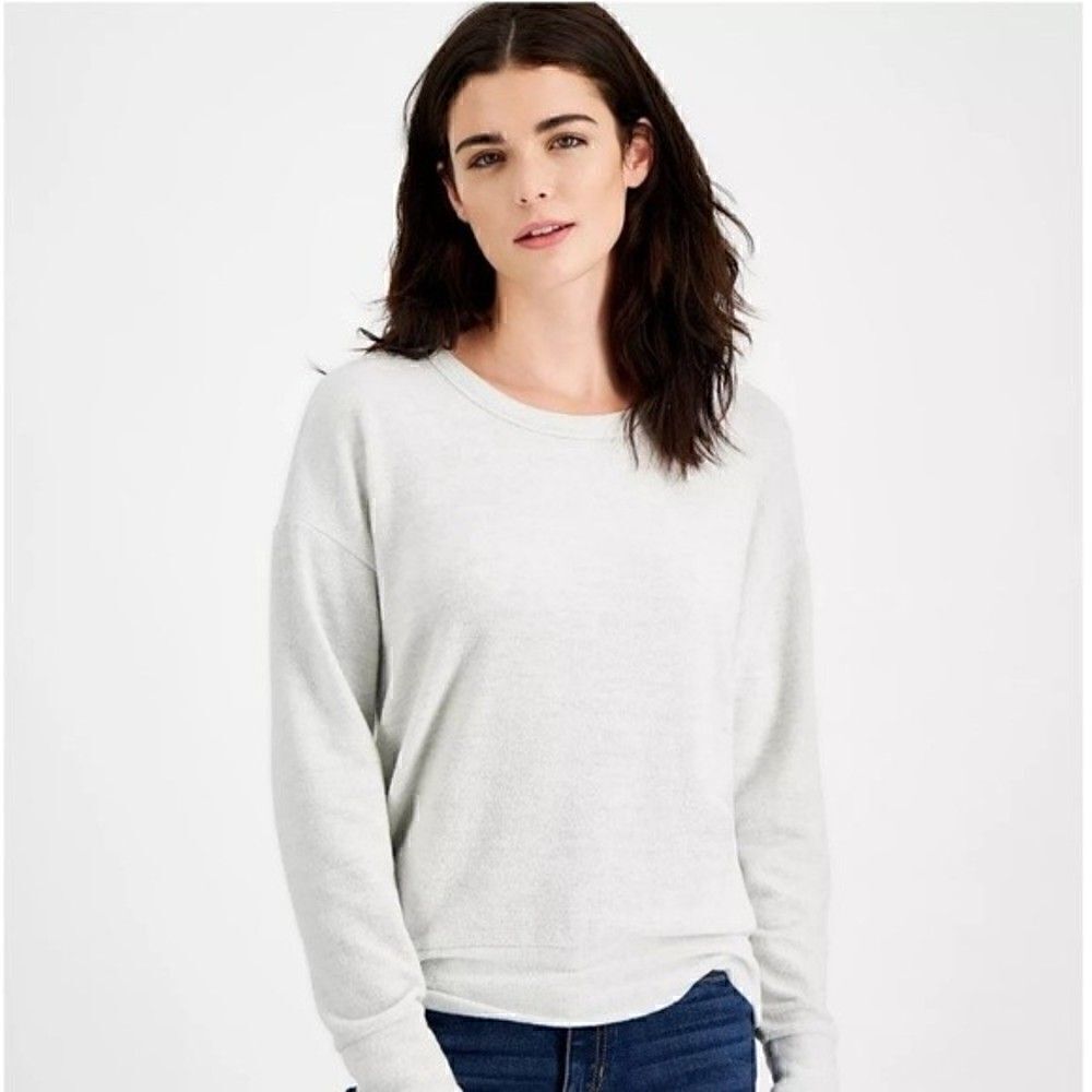 New HIPPIE ROSE Juniors' Cutout Back Knit Top white Heather grey S, M, L